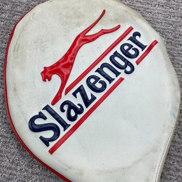 Vintage Slazenger Tennis Racket JELINEK 4 1/2 L Metal Black with Cover Hong Kong - Picture 3 of 13
